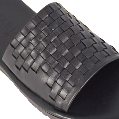 Men's Slide Sandal with Woven Leather Band