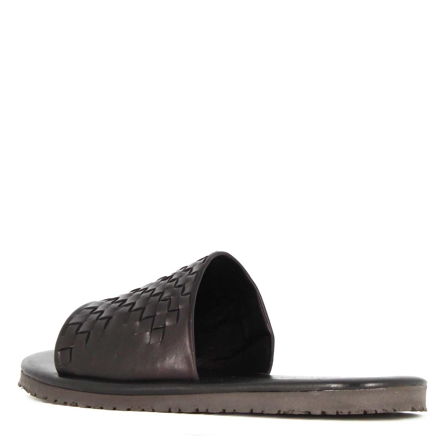 Men's Slide Sandal with Woven Leather Band