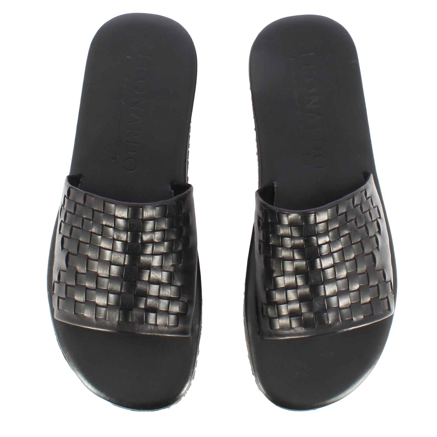 Men's Slide Sandal with Woven Leather Band