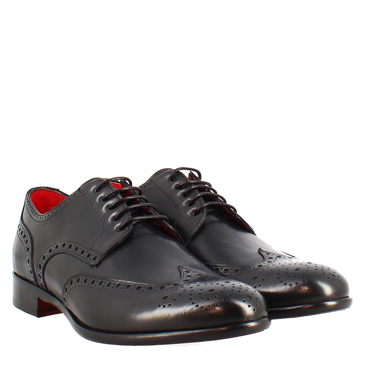 Derby full brogue da uomo punta arrotondata