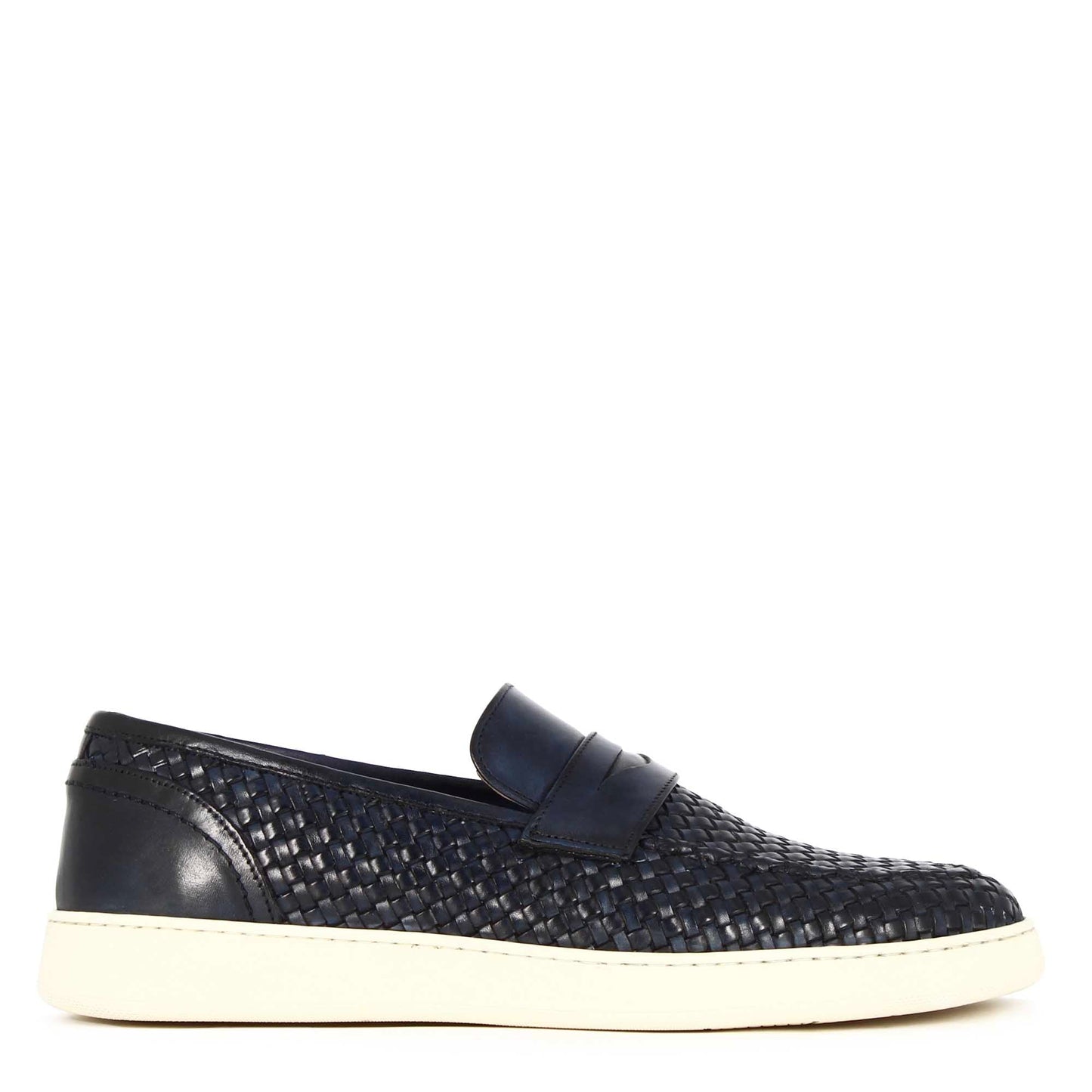 Slip-on da uomo fatta a mano in pelle intrecciata a mano