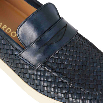 Slip-on da uomo fatta a mano in pelle intrecciata a mano
