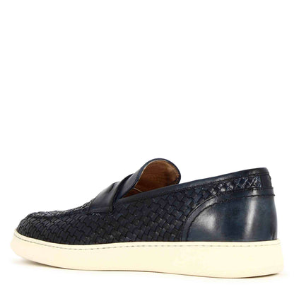 Slip-on da uomo fatta a mano in pelle intrecciata a mano