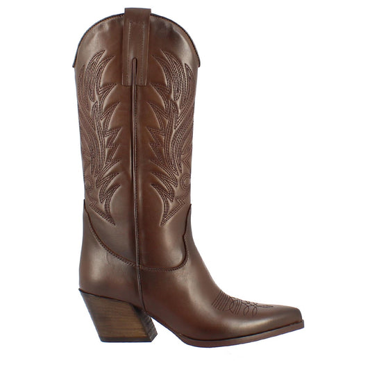 Women's Texan leather boot with embroidery