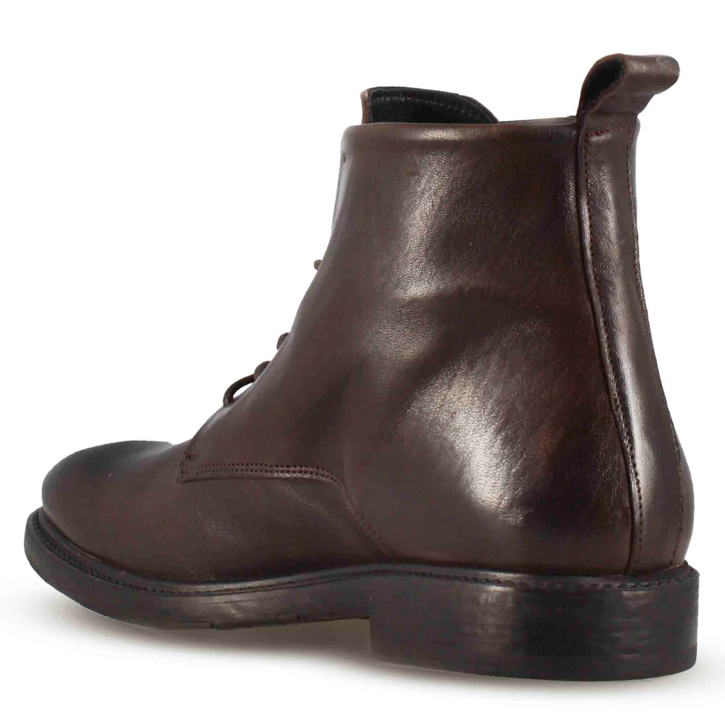 Men's ankle boots in smooth leather with laces and leather sole
