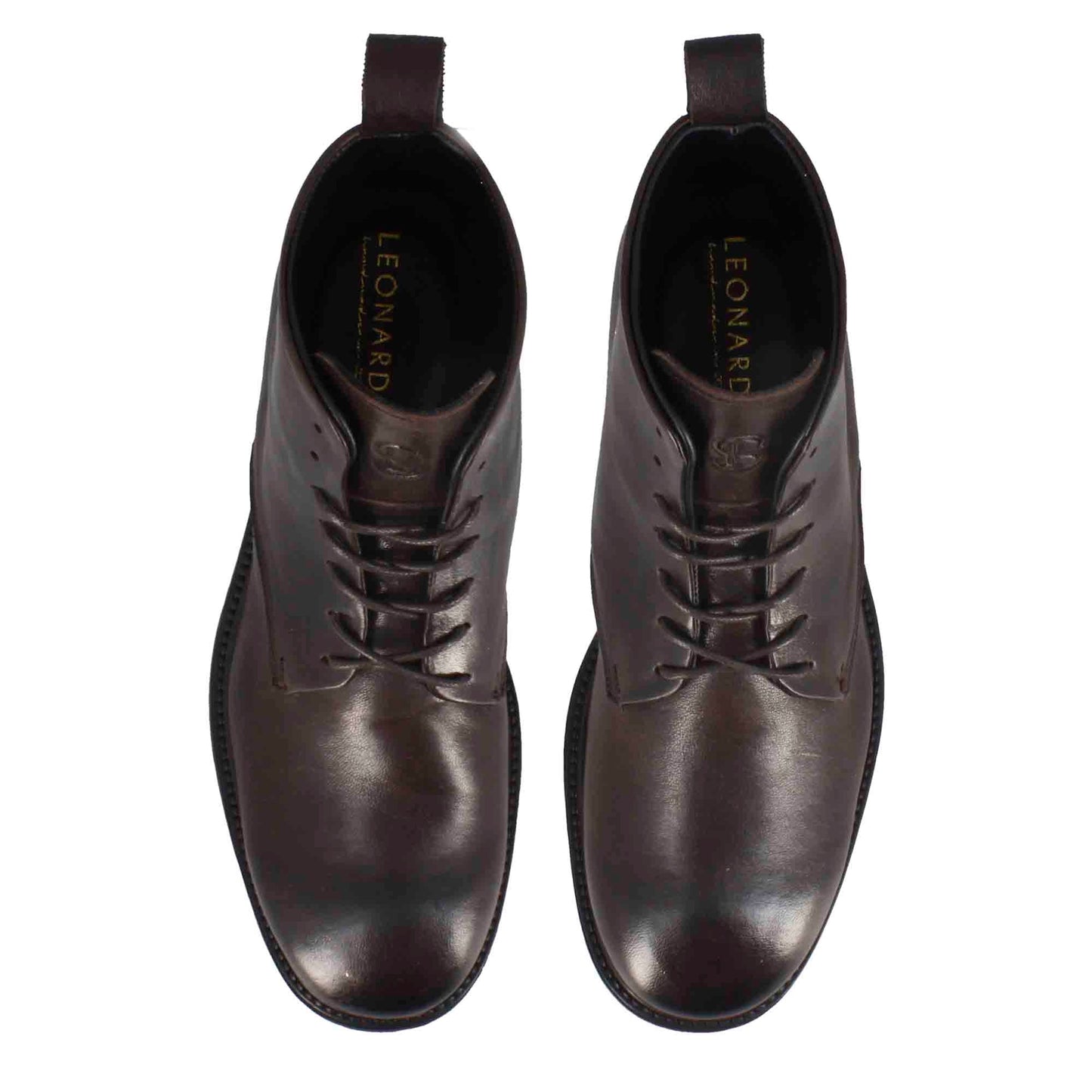 Men's ankle boots in smooth leather with laces and leather sole