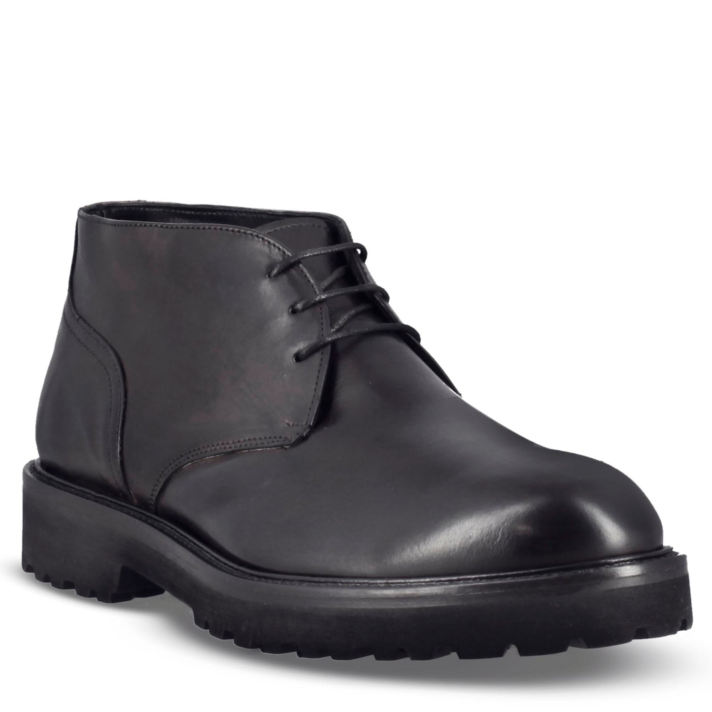 Stivaletti da uomo in pelle liscia con suola carrarmato Vibram