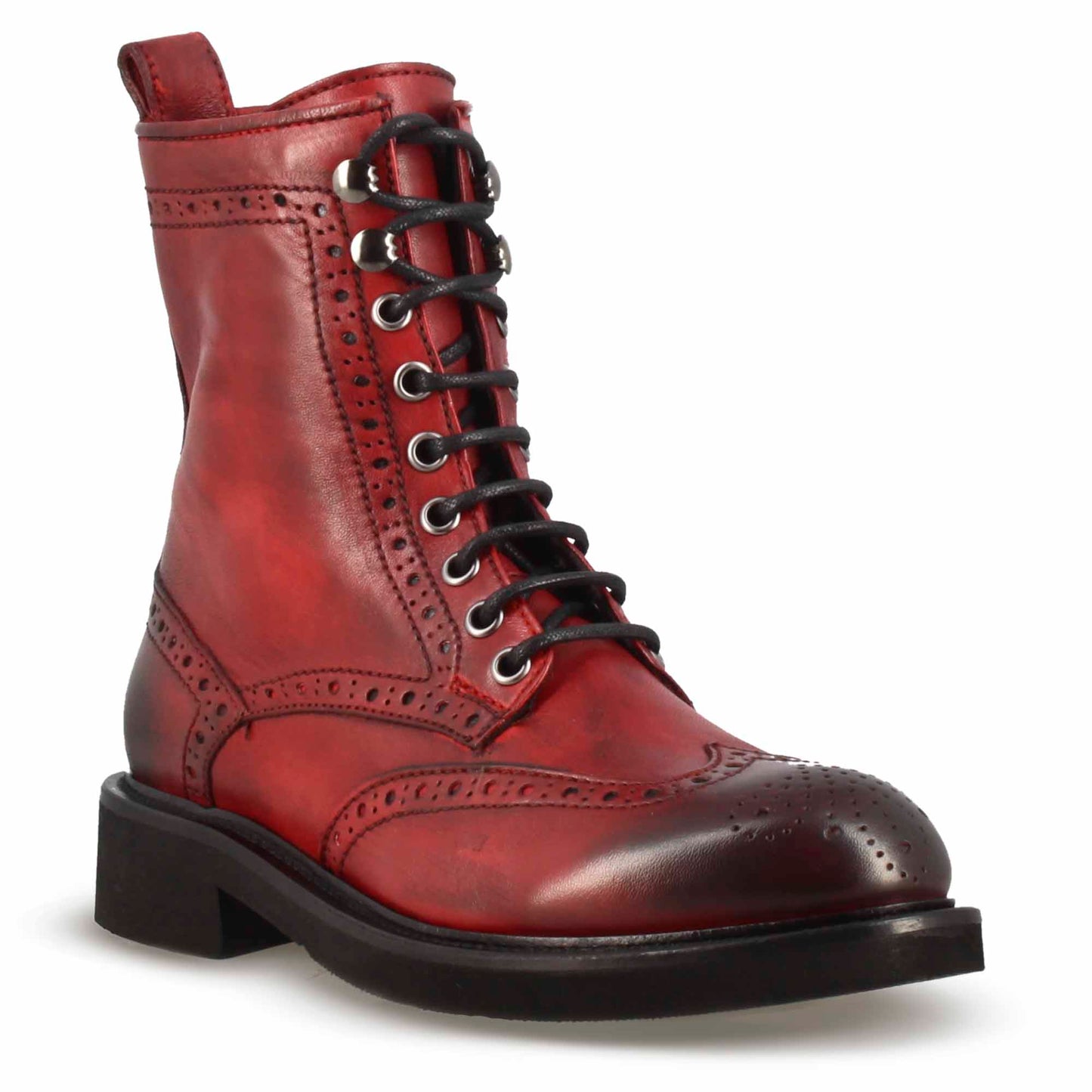 Women's leather ankle boot with brogue details