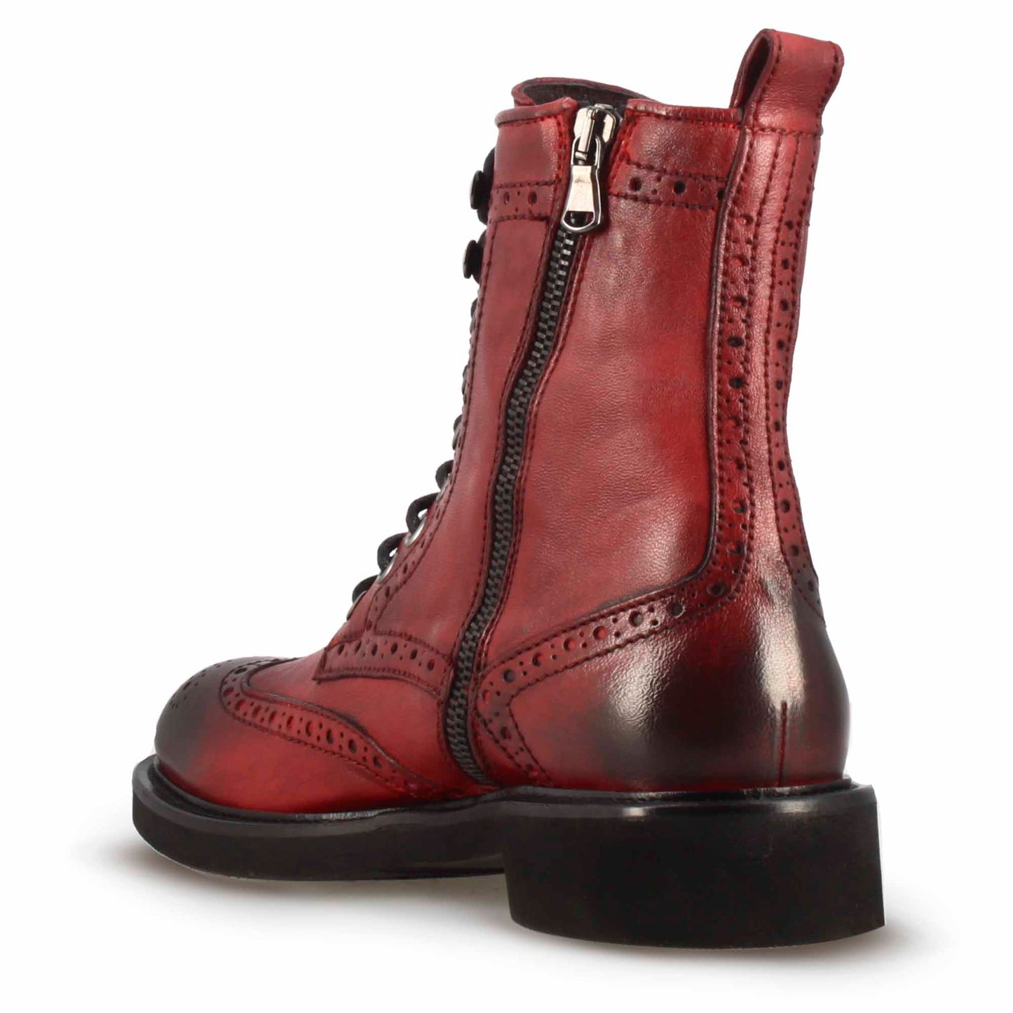 Women's leather ankle boot with brogue details