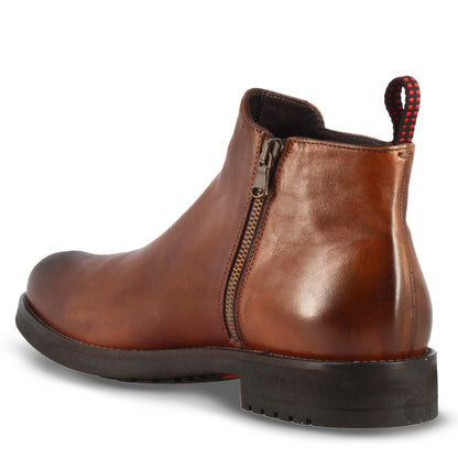 Stivaletto casual in pelle alla caviglia suola in gomma