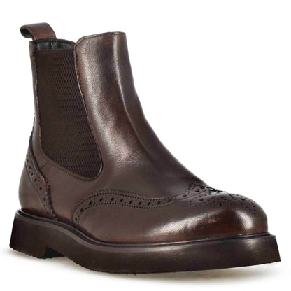 Stivaletto Chelsea brogue da donna