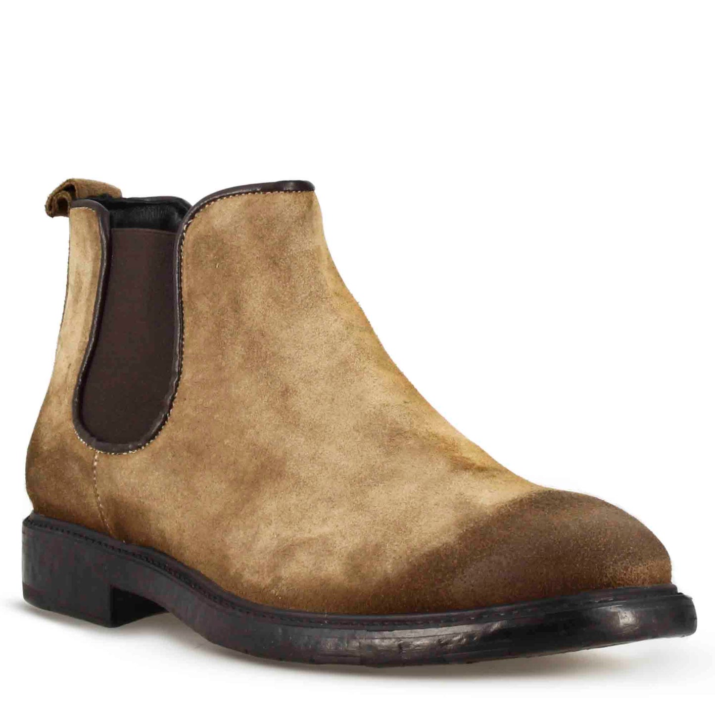 Men's Chelsea Boot in Genuine Suede Light Brown Vintage Effect