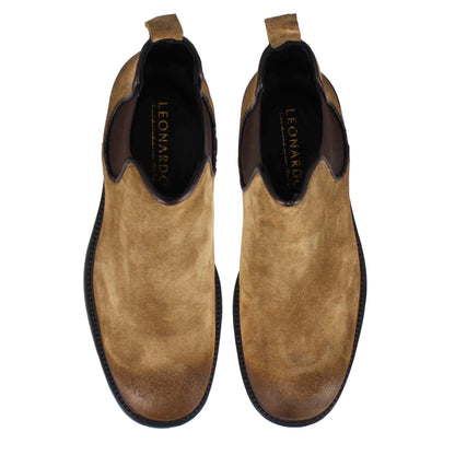 Men's Chelsea Boot in Genuine Suede Light Brown Vintage Effect