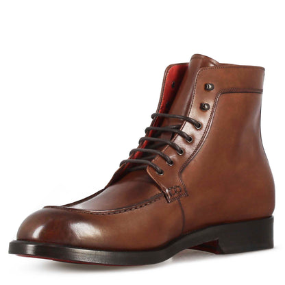 Men's Smooth Leather Lace Up Ankle Boot
