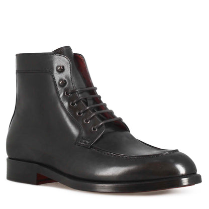 Men's Smooth Leather Lace Up Ankle Boot