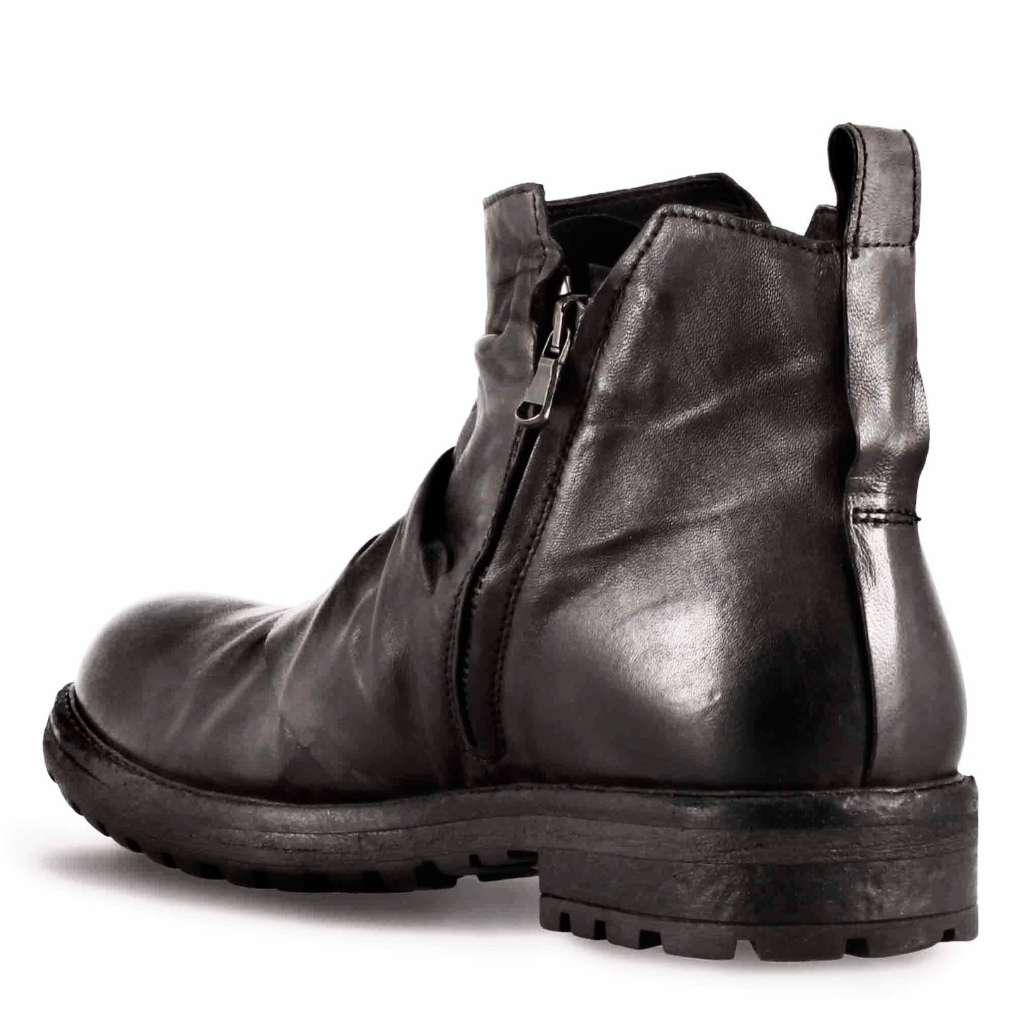 Men's ankle boot with dark brown leather curl