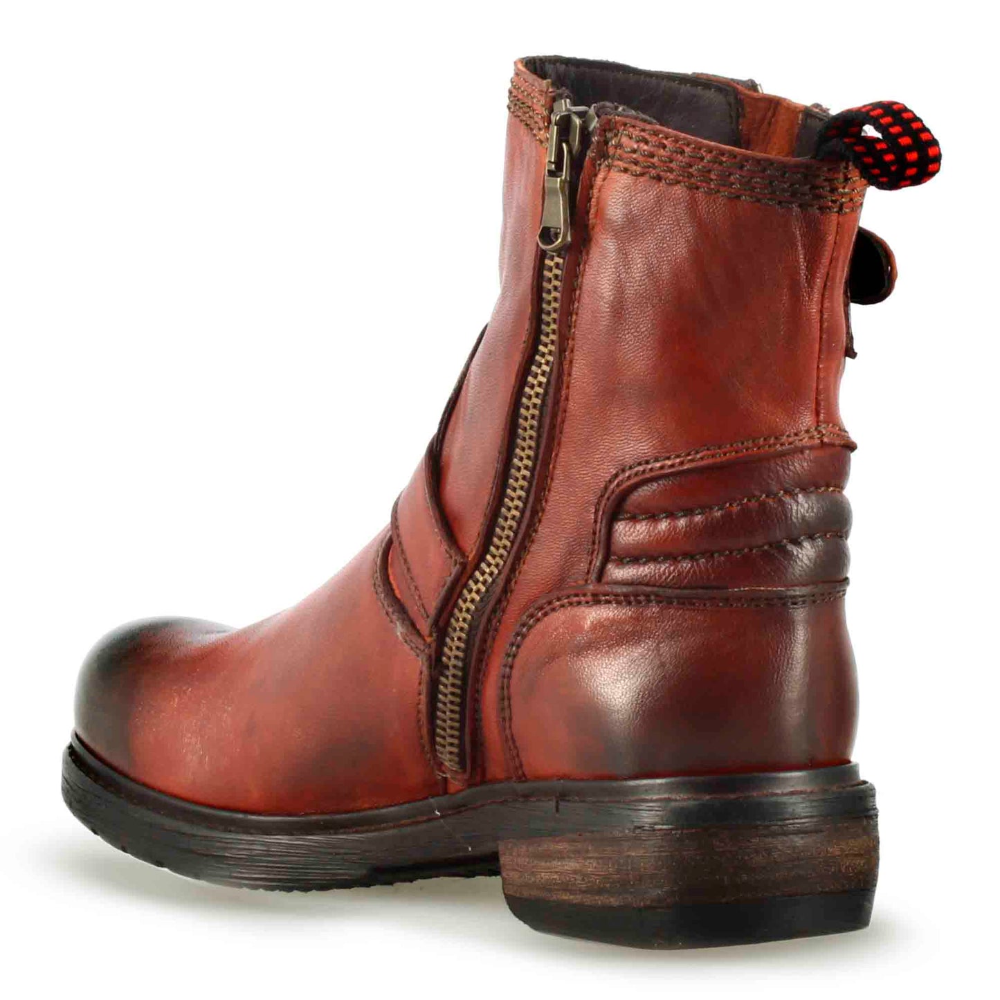 Stivaletto da donna con doppia fibbia in vera pelle