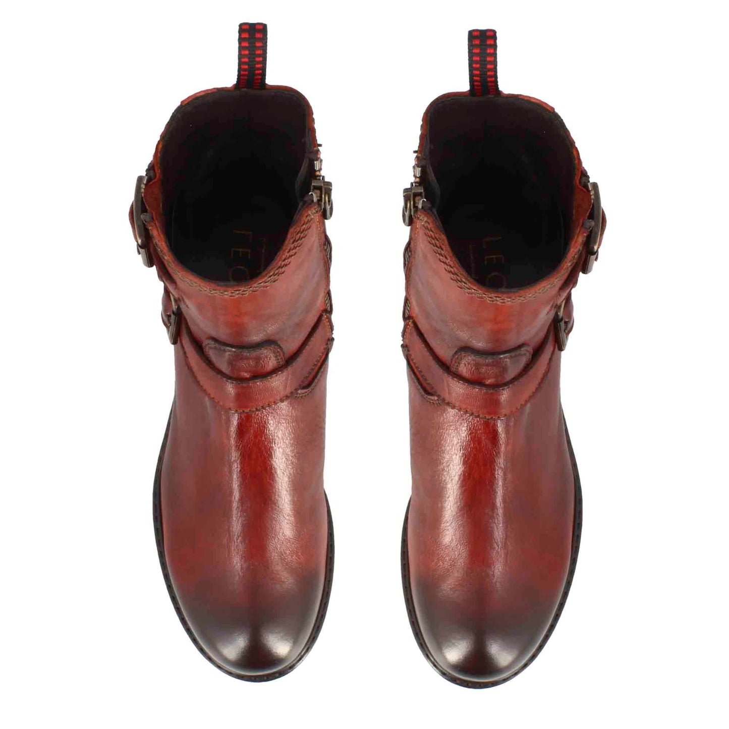 Stivaletto da donna con doppia fibbia in vera pelle