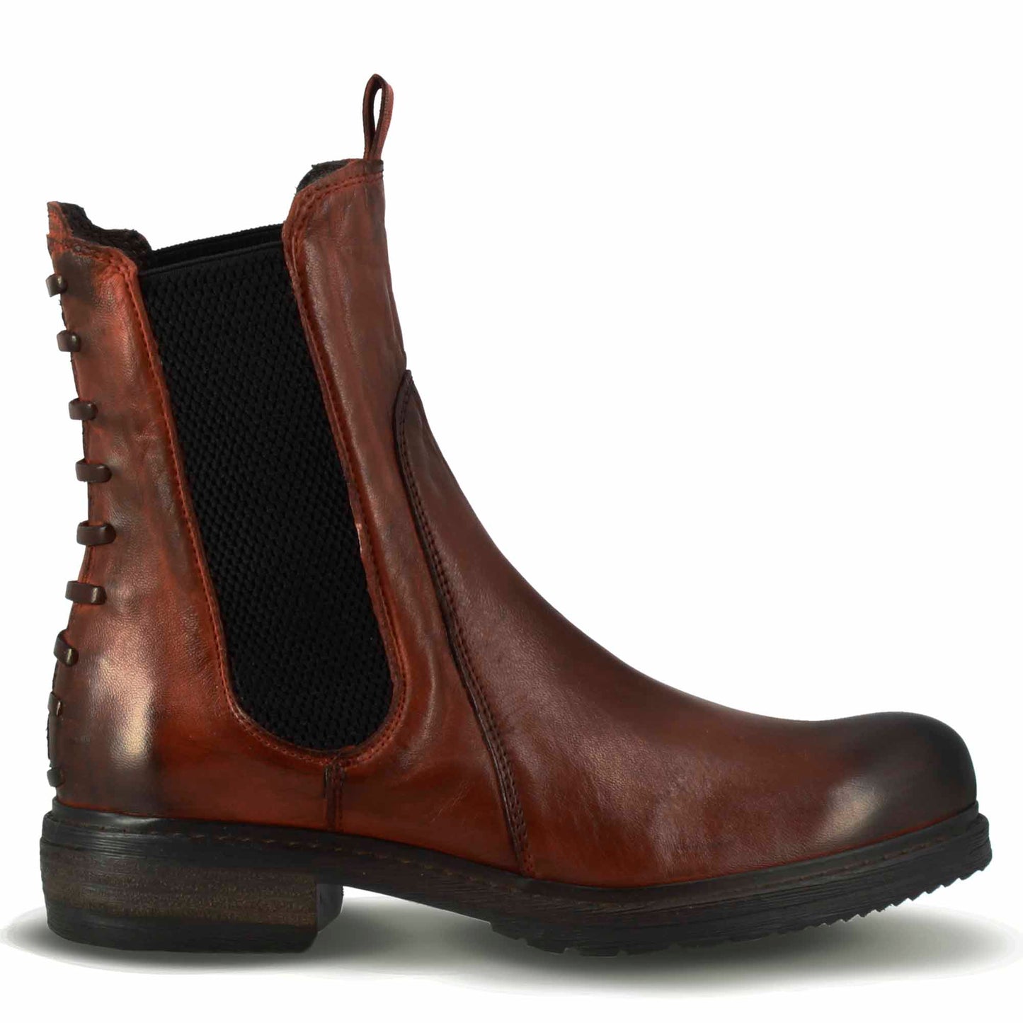 Women's leather ankle boot with back stitching detail