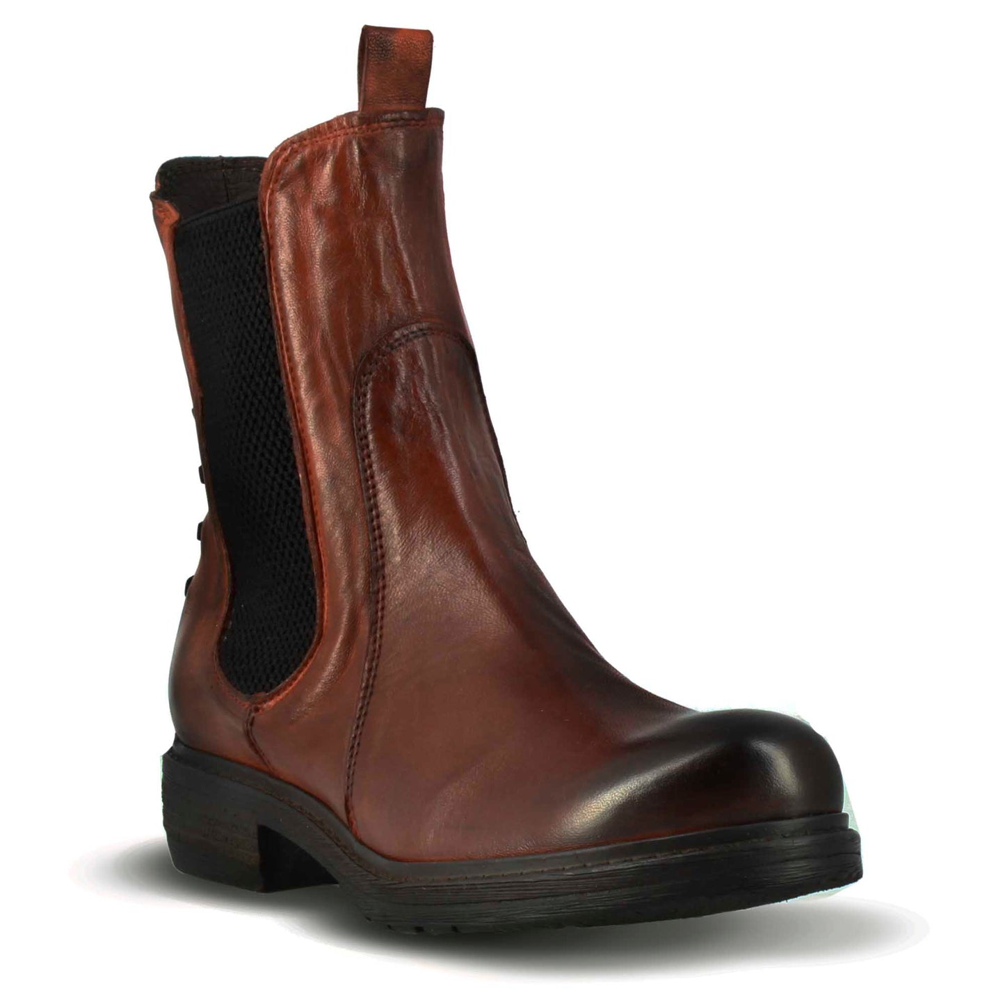 Women's leather ankle boot with back stitching detail