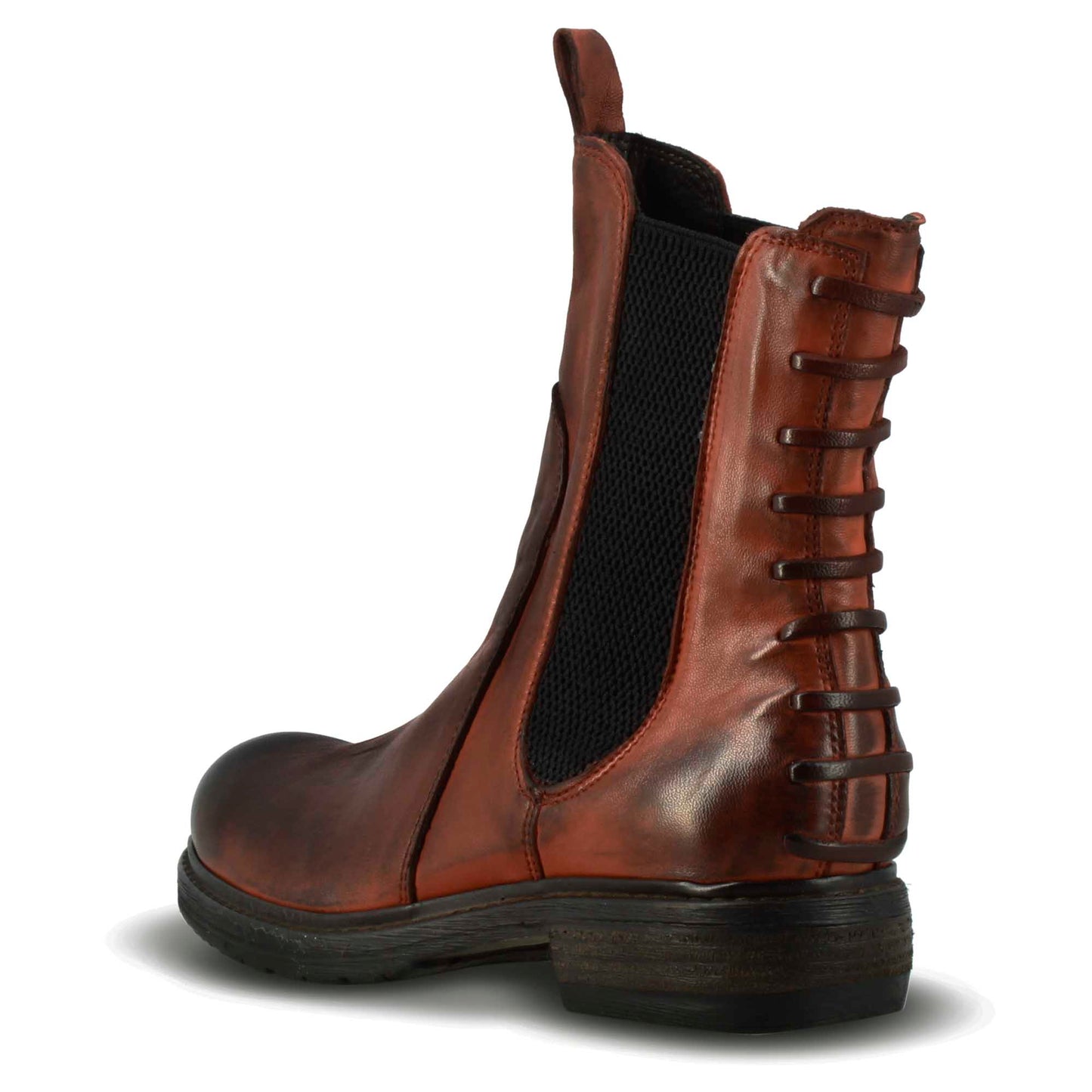 Women's leather ankle boot with back stitching detail