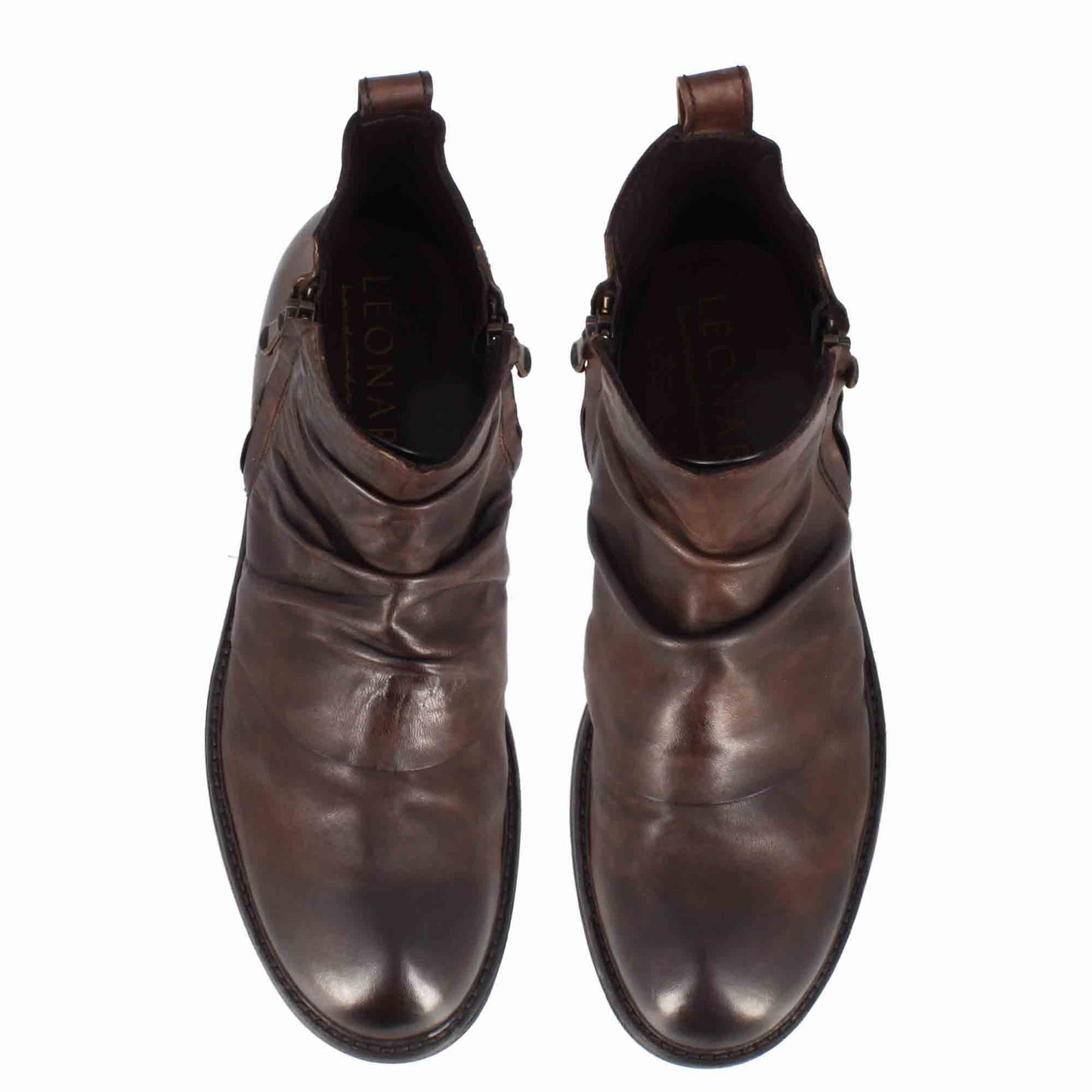 Men's ankle boot with dark brown leather curl