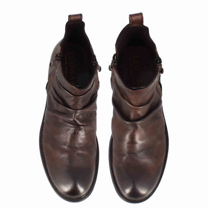 Men's ankle boot with dark brown leather curl