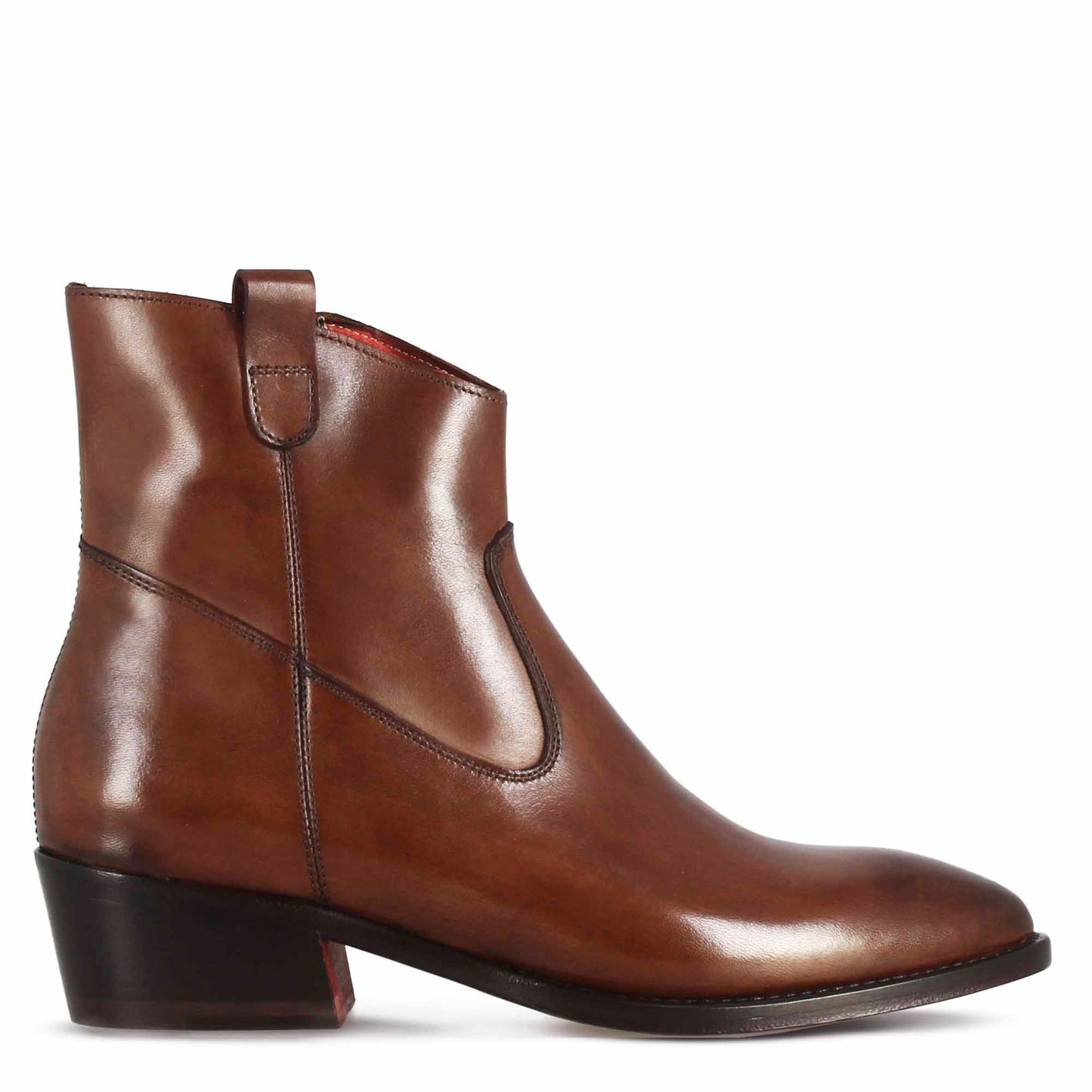 Stivaletto sopra alla caviglia stile texano da donna in pelle