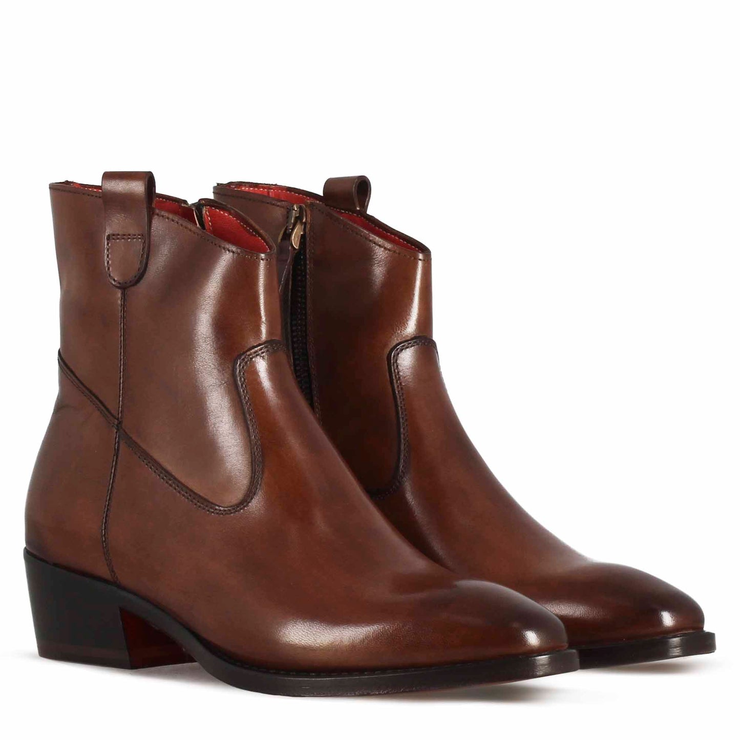 Stivaletto sopra alla caviglia stile texano da donna in pelle
