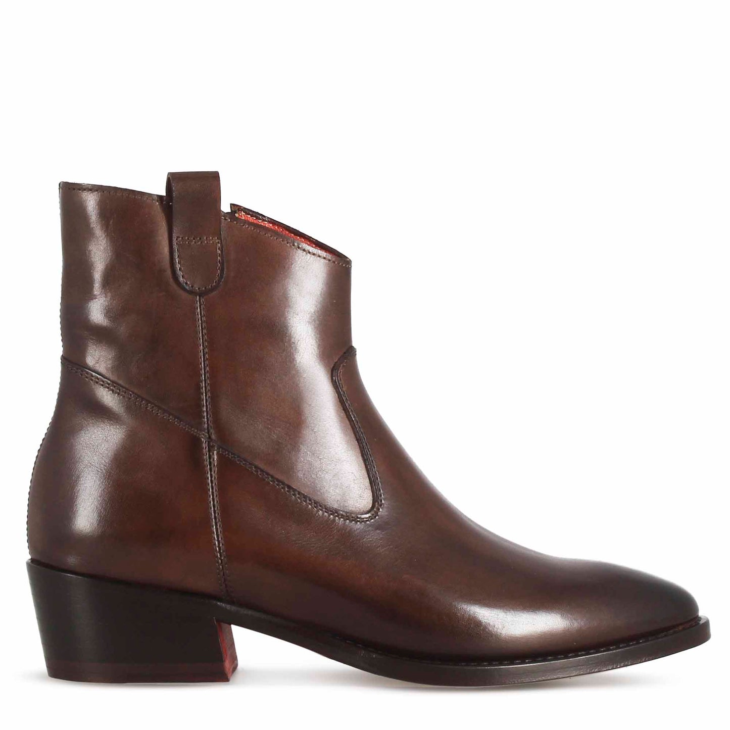 Stivaletto sopra alla caviglia stile texano da donna in pelle