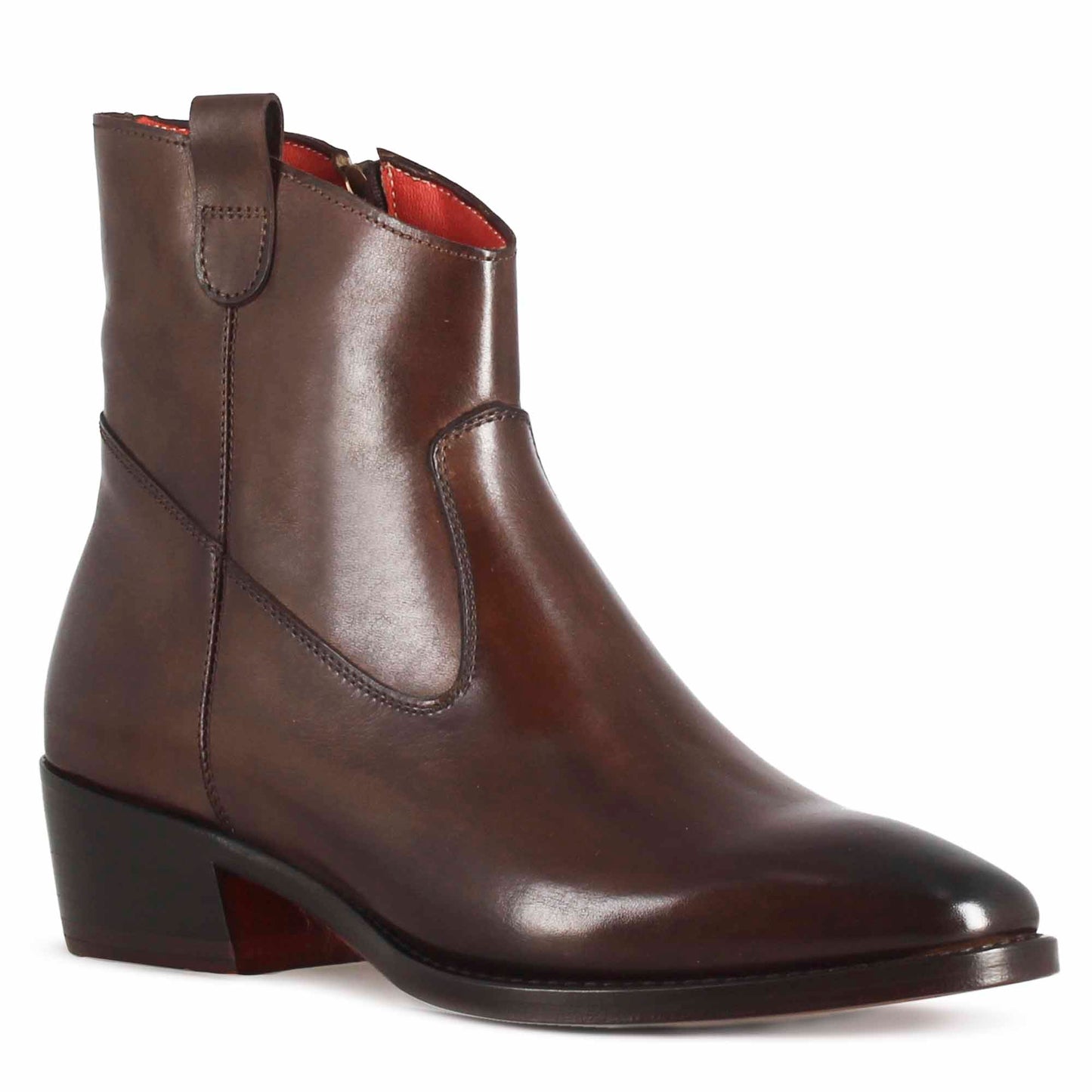 Stivaletto sopra alla caviglia stile texano da donna in pelle