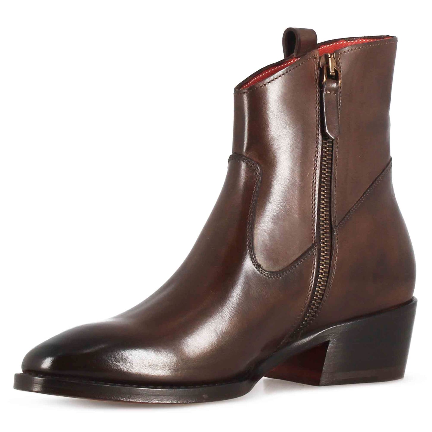 Stivaletto sopra alla caviglia stile texano da donna in pelle