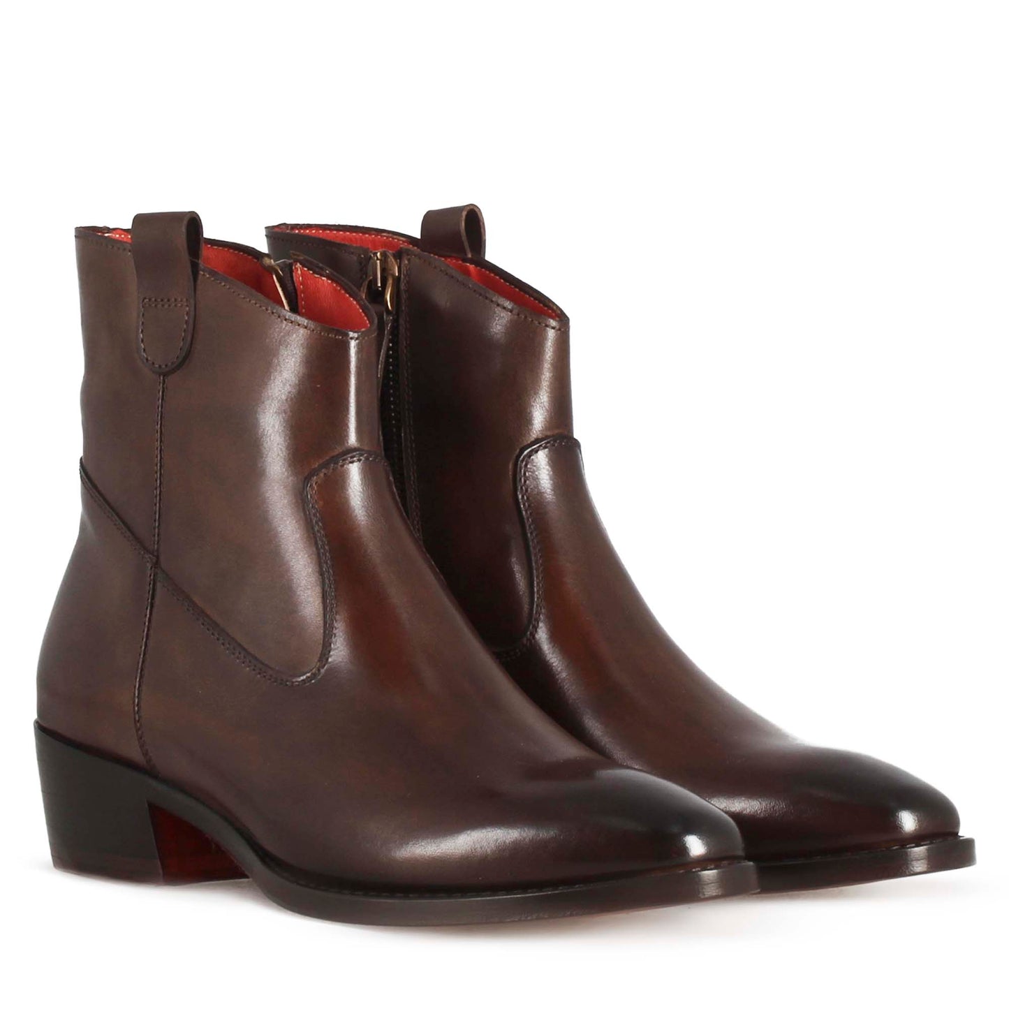 Stivaletto sopra alla caviglia stile texano da donna in pelle