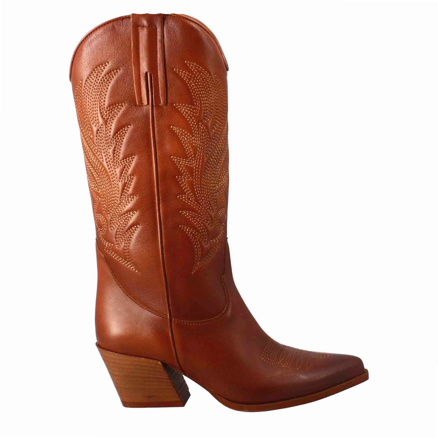 Women's Texan leather boot with embroidery