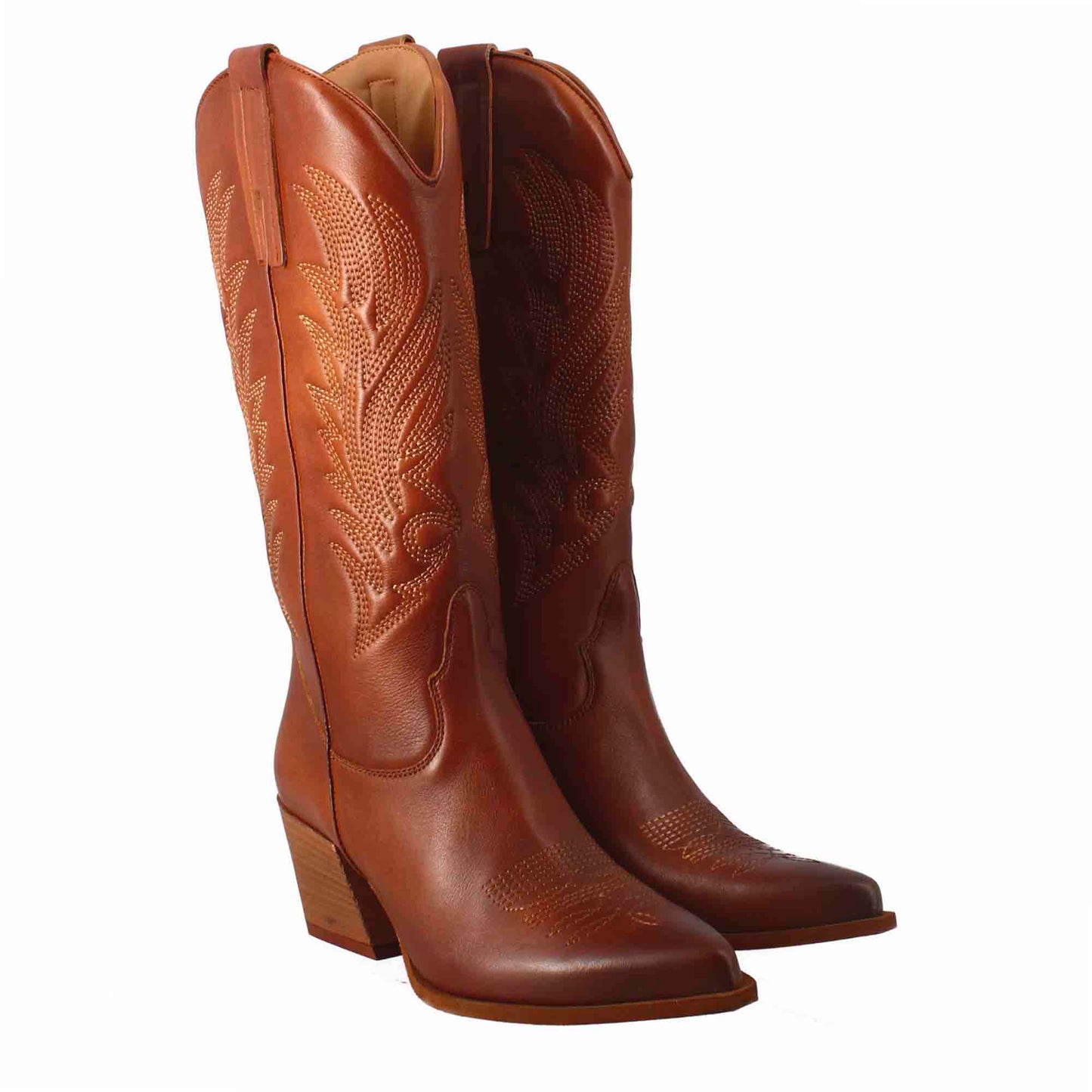 Women's Texan leather boot with embroidery