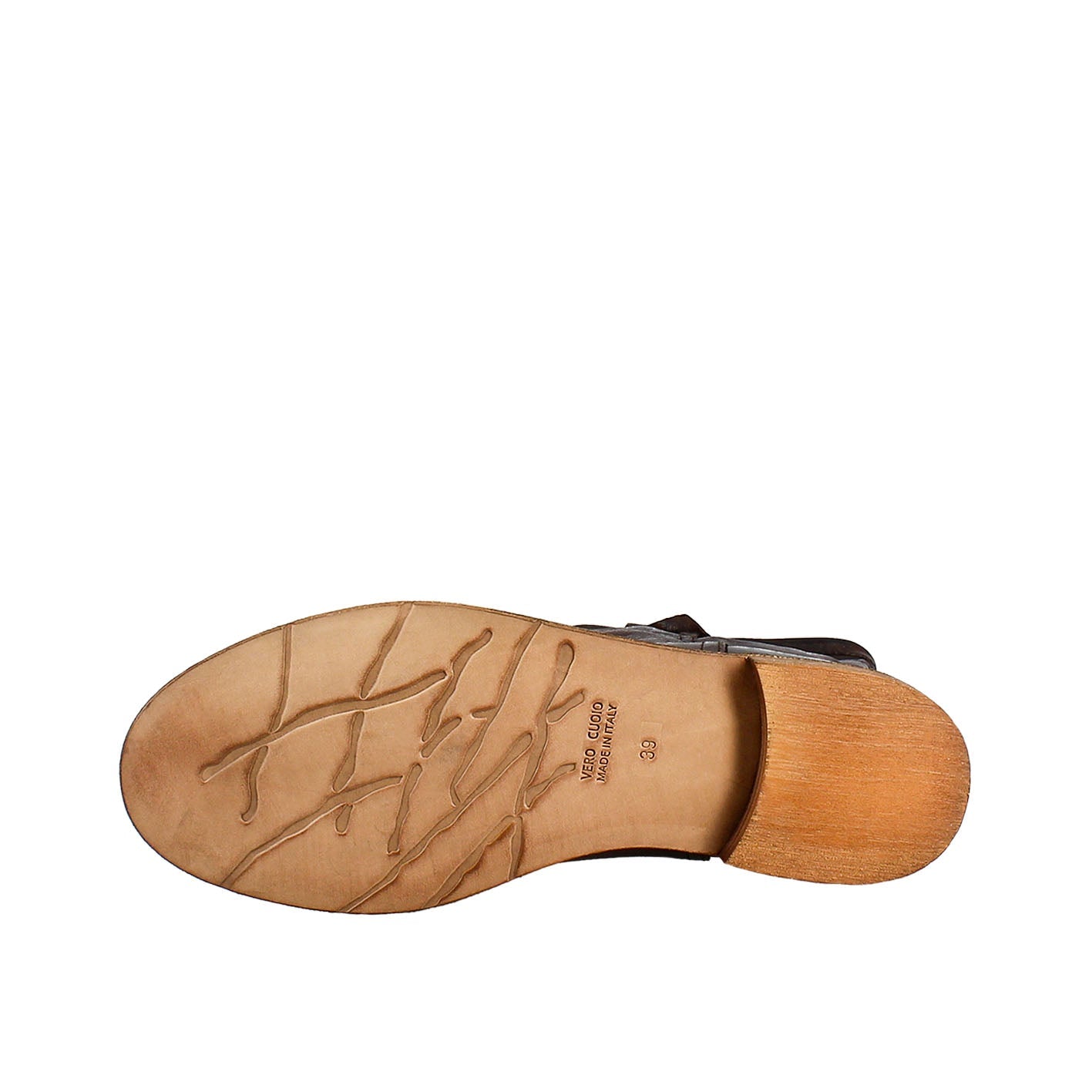 Stivale da donna altezza polpaccio in pelle vintage colore cuoio sfoderato